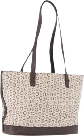 Celine Pre-owned Vintage Macadam Canvas Tote Bag - Dames - Vintage Shopper - Beige - ONE Size - Leer - Vintage