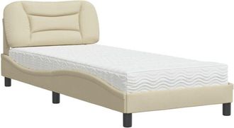 vidaXL Cama Con Colch&oacute;n Tela Color Crema 90x200 Cm Vidaxl