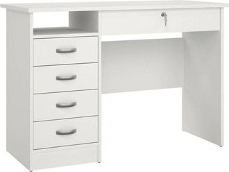 Dmora Scrivania Amor, 3 Cassetti, Materiale Struttura in Legno Nobilitato, 48.5x109.3x75.6h cm Bianco