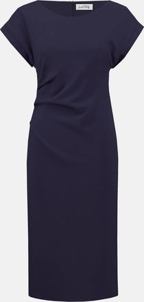 Joseph Ribkoff Womens Scuba Crepe Sheath Dress With Pleats In Midnight Blue