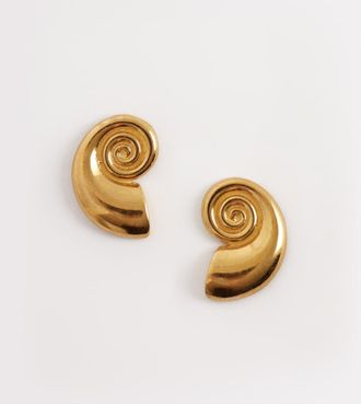 Seol + Gold Orecchini a bottone in oro vermeil 18 kt a forma di conchiglia