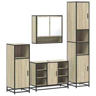 Berkfield Home 4&not;Piece Bathroom Furniture Set&not;Sonoma Oak Engineered Wood in Brown