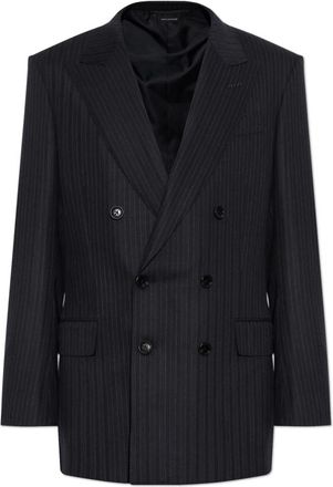Tom Ford Dubbelrijige blazer met gesloten revers - Heren - Blazers - Zwart - L - Wol - Jassen