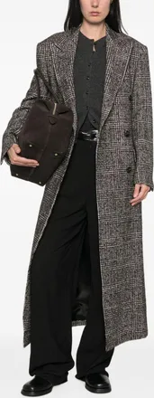 Tagliatore Prince of Wales Check Wool Coat - Black