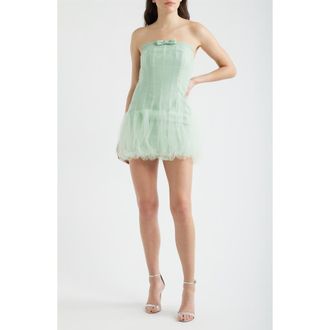 Black Halo Susy Strapless Minidress in Creme De Menthe at Nordstrom, Size 10