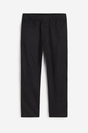 H&M Leinenhose Regular Fit - Schwarz