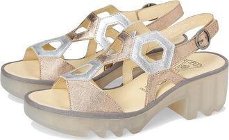 FLY London TEWA573FLY Womens Sandals Sahara/Silver : EU 41 (US Womens 10-10.5) M, Leather