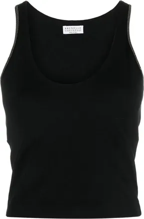 Brunello Cucinelli Black Stretch Fitted Tank Top, Size X-Small