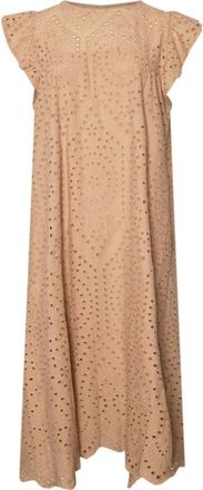 Tiffany & Co. Beige Katoenen Lange Mouw Jurk - Dames - Casual kleedjes - Beige - Xs/S - Katoen - Kleedjes