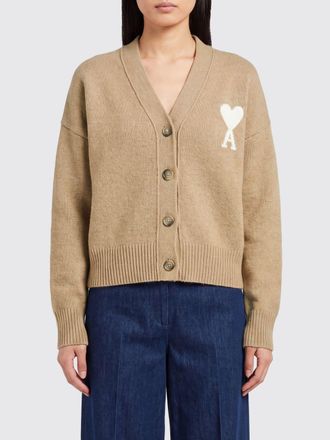 Ami Cardigan in lana di alpaca con scollo a V e logo jacquard