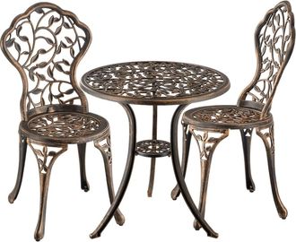 TecTake Juego bistr&oacute;, 2 personas, aluminio, dise&ntilde;o vintage, negro/gris