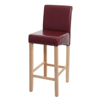 Hhg Nunca Usado] Taburete De Bar Hhg 525, Taburete De Bar Taburete De Mostrador, Madera Certificada Mvg, Marr&oacute;n Rojizo, Patas Claras, Imitaci&oacute;n De Cuero