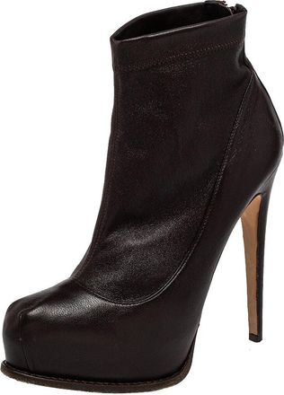 Brian Atwood Burgundy Leather Ankle Length Boots