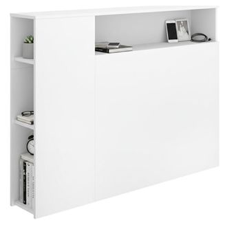 Dmora Cabecero De Cama Lander, Con Estantes, Individual, Color Estructura, 23x127 Cm Blanco
