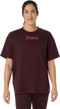 Asics Laufshirt ASICS ASICS LOGO TEE, Damen, Gr. XS, schwarz currant, Obermaterial: 60% Baumwolle, 40% Polyester, Shirts Laufshirt