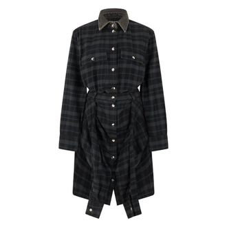 Diesel Shirt Dresses, female, Green, Size: XS Checked shirt style dress