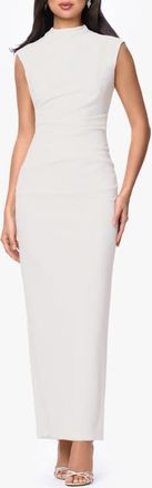 Betsy & Adam Pleated Sleeveless Column Gown in Ivory at Nordstrom, Size 12