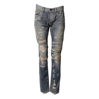Dolce & Gabbana Skinny Jeans, female, Blue, Size: L Tattered Skinny Jeans