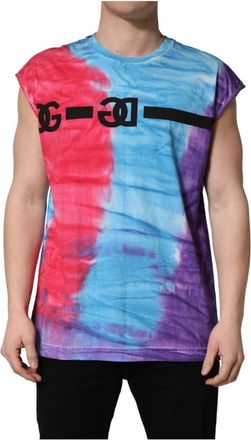 Dolce & Gabbana T-Shirts, male, Multicolor, Size: M Logo Tie-Dye Cotton Jersey T-shirt