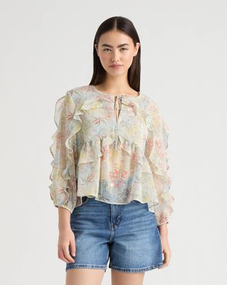 NVLT Womens Top with Ruffle Detail