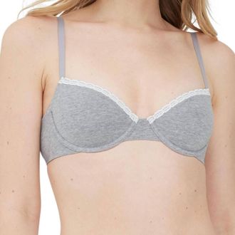 Skarlett Blue Adorned Cotton Underwire Bra In Heather Gray