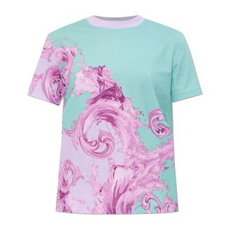 Versace Jeans Couture T-Shirts, female, Blue, Size: XS Barocco Print T-shirt