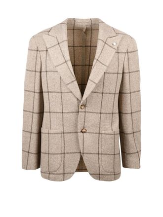 Lubiam Rounded Virgin Wool and Cashmere Jacket with Notch Lapel