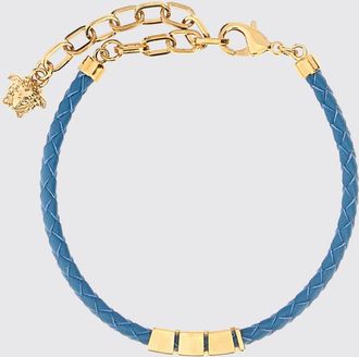 Versace Bracciale Greca Versace in pelle intrecciata ed ottone