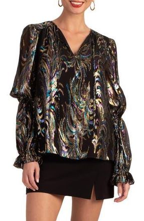 Trina Turk Ambrosial Silk Blend Top in Black Multi at Nordstrom Rack, Size Small