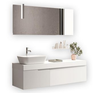 Aquadesign Mueble de ba&ntilde;o 7 piezas en mdf blanco mate