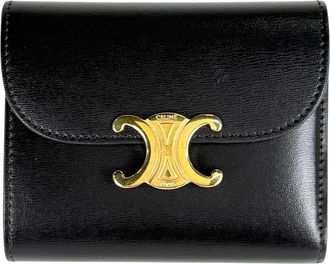 Celine Black Leather Wallet (Tri-Fold) (Pre-Owned)