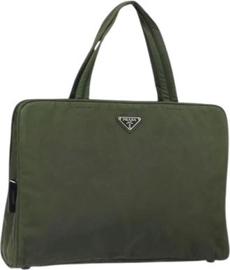 Prada Pre-owned Tote Bags, female, Green, Size: ONE SIZE Pre-owned Vintage Nylon Tote Bag
