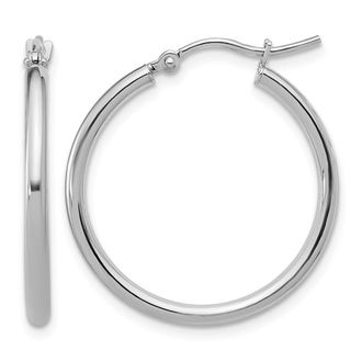 Diamond2Deal 14K White Gold 2x25mm Polished Round Hoop Earrings