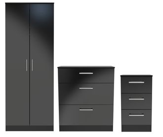 Welcome Furniture Denver Ready Assembled 3 Piece Bedroom Furniture Set - Black - Welcome Furniture | TJ Hughes