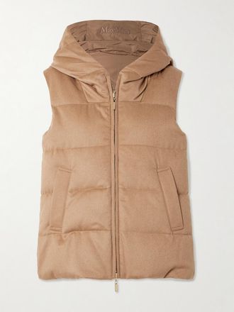 Max Mara Piumino Smanicato Reversibile Trapuntato In Shell E Cammello Con Cappuccio Cube - Marrone
