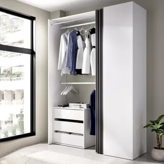 Dmora Armario Dmatin, Estructura Para Vestidor, Perchero Abierto, 141x52h205 Cm, Blanco Y Antracita - Dmora