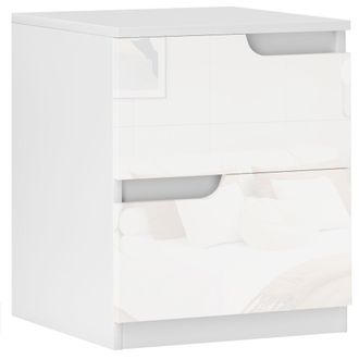 HOMCOM Modern Bedside Table With 2 Drawers For Bedroom - Living Room - White | TJ Hughes