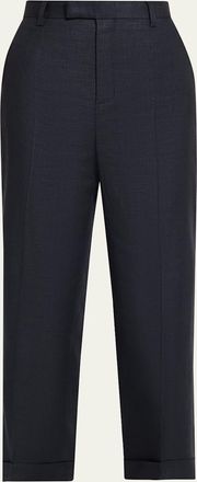 Loro Piana Louis Linen-Wool Cropped Trousers