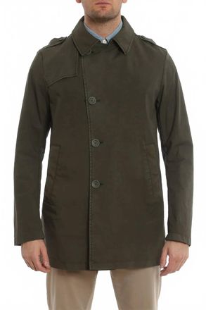 Herno Cotton Trench Coat In Dark Military Green