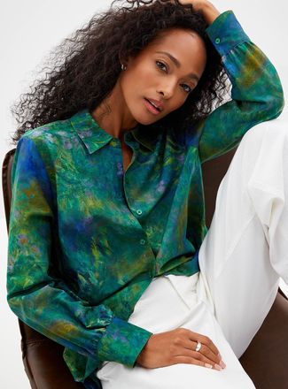 Contemporaine Womens Impressionist cotton-silk shirt A Tribute to Claude Monet Collection