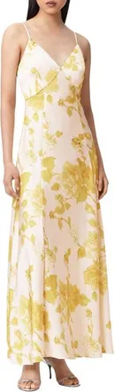 AllSaints Irina Floral Maxi Slipdress in Fleurz Yellow at Nordstrom, Size 12