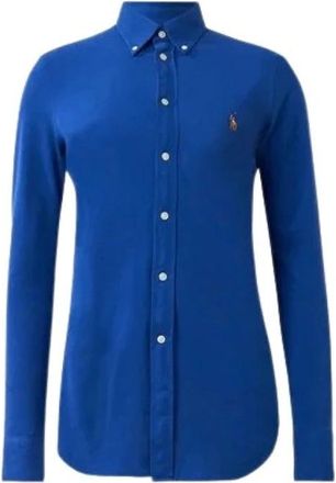 Polo Ralph Lauren Gebreid poloshirt - Dames - Overhemden - Blauw - XS - Katoen - Overhemden