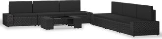 vidaXL Vidaxl - Juego De Muebles De Jard&iacute;n 7 Piezas Rat&aacute;n Sint&eacute;tico Negro