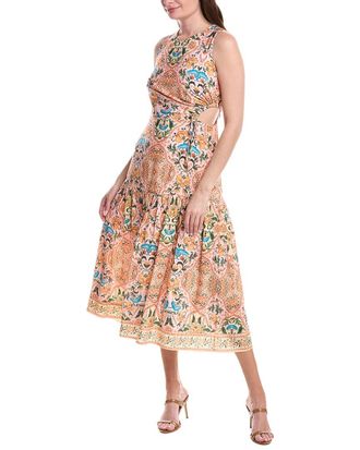 Adrianna Papell Gathered Side Cutout Midi Dress
