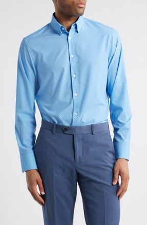 Mizzen+Main Leeward Trim Fit Neat Star Print Button-Up Shirt in Provence Star at Nordstrom, Size Xx-Large
