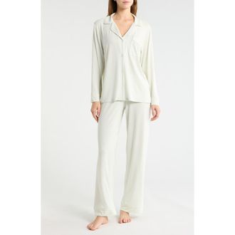Eberjey Gisele Long Pajamas in Seafoam/Ivory at Nordstrom, Size X-Large