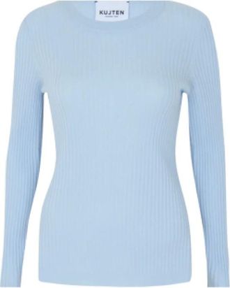 Kujten Trui met ronde hals en ribbelstructuur - Dames - Ronde hals truien - Blauw - M - Truien & Vesten