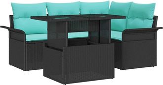 vidaXL Conjunto De Sof&aacute; De Jard&iacute;n 5 Uds. Negro Vidaxl