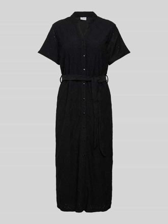 Vila Midikleid mit Bindeg&uuml;rtel Modell DELEA in Black, Gr&ouml;&szlig;e XS