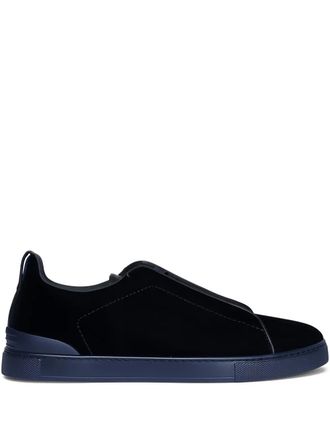 Ermenegildo Zegna Triple Stitch sneakers - men - Viscose/Calf Suede/Rubber/Calf Leather - 9.5 - Blue